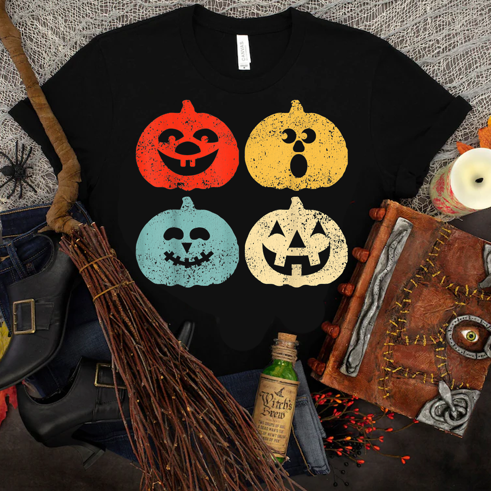 Vintage Halloween Pumpkin Women, Men, Kids, Funny Retro Gift T Shirt