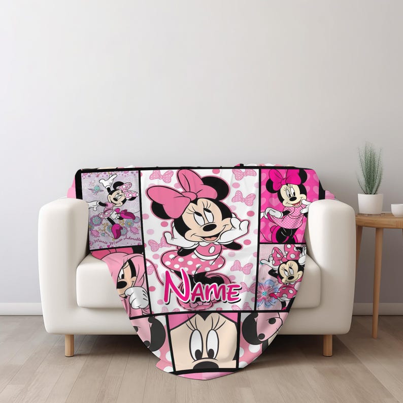 Minnie Mouse Blanket Personalized Custom Name Blanket for Magic Kingdom Adventures Minnie Mouse Blanket Personalized Custom Name Blanket for Magic Kingdom Adventures