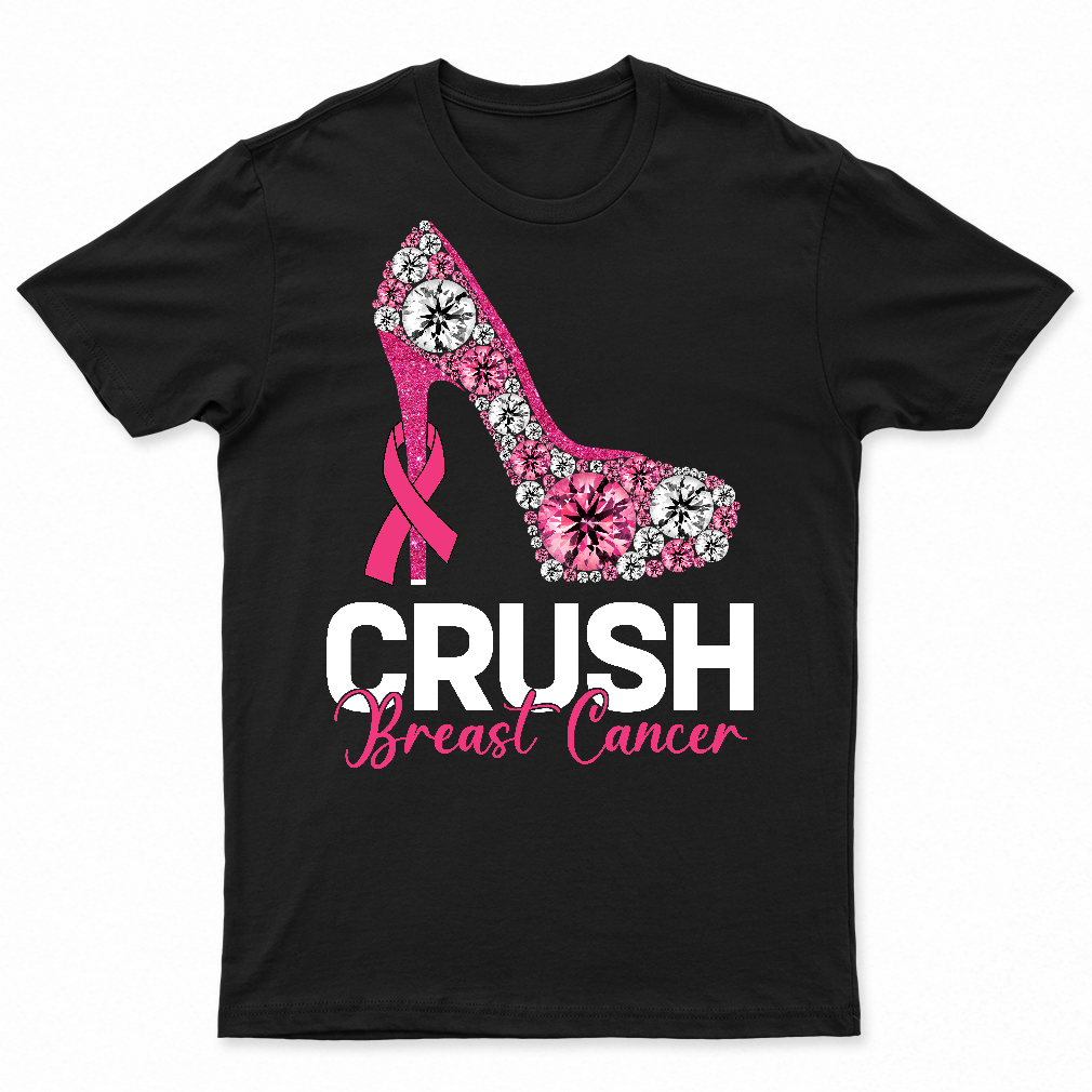 Crush Breast Cancer Awareness Bling Pink Ribbon T-Shirt