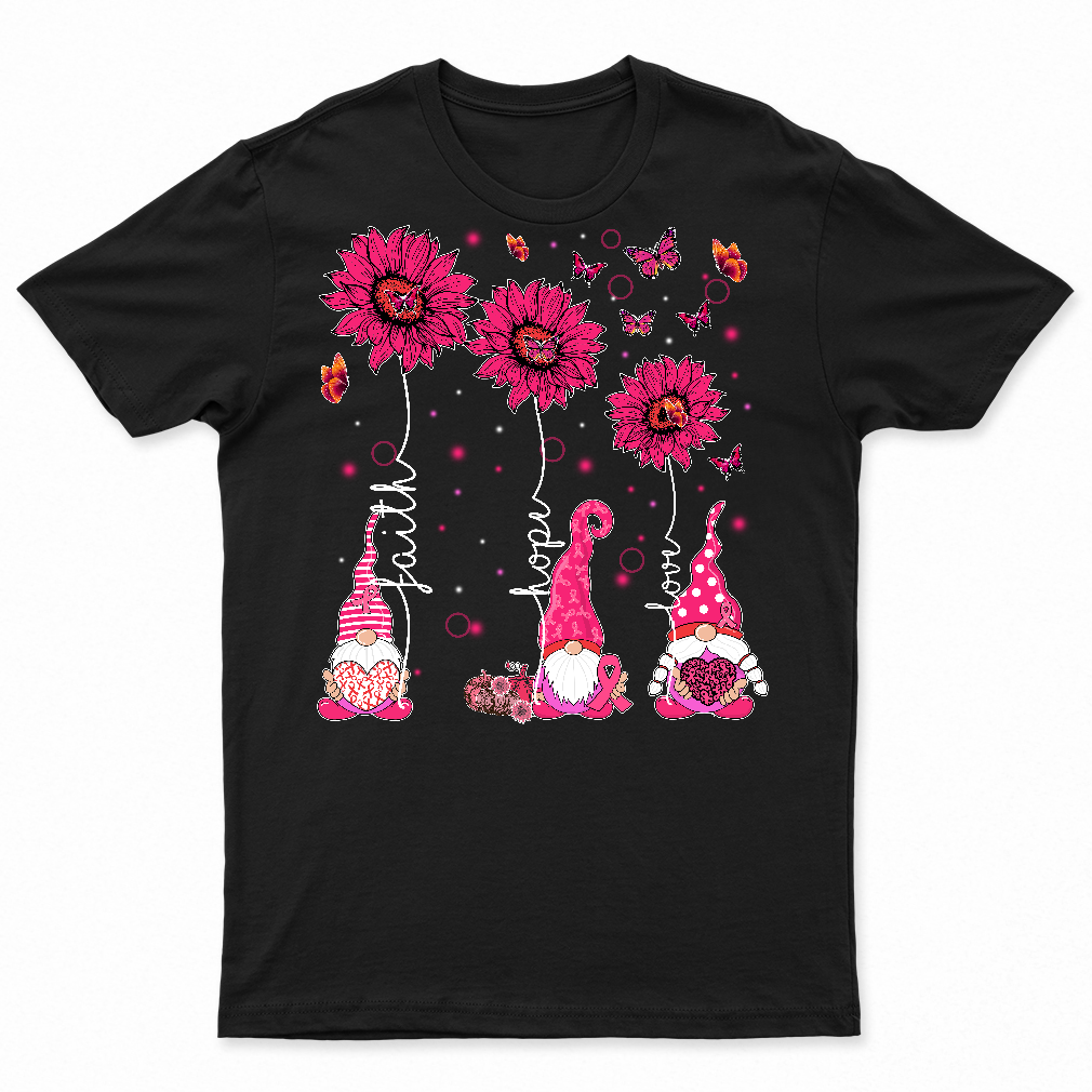 Faith Hope Love Gnome Ribbon Breast Cancer Awareness Flower