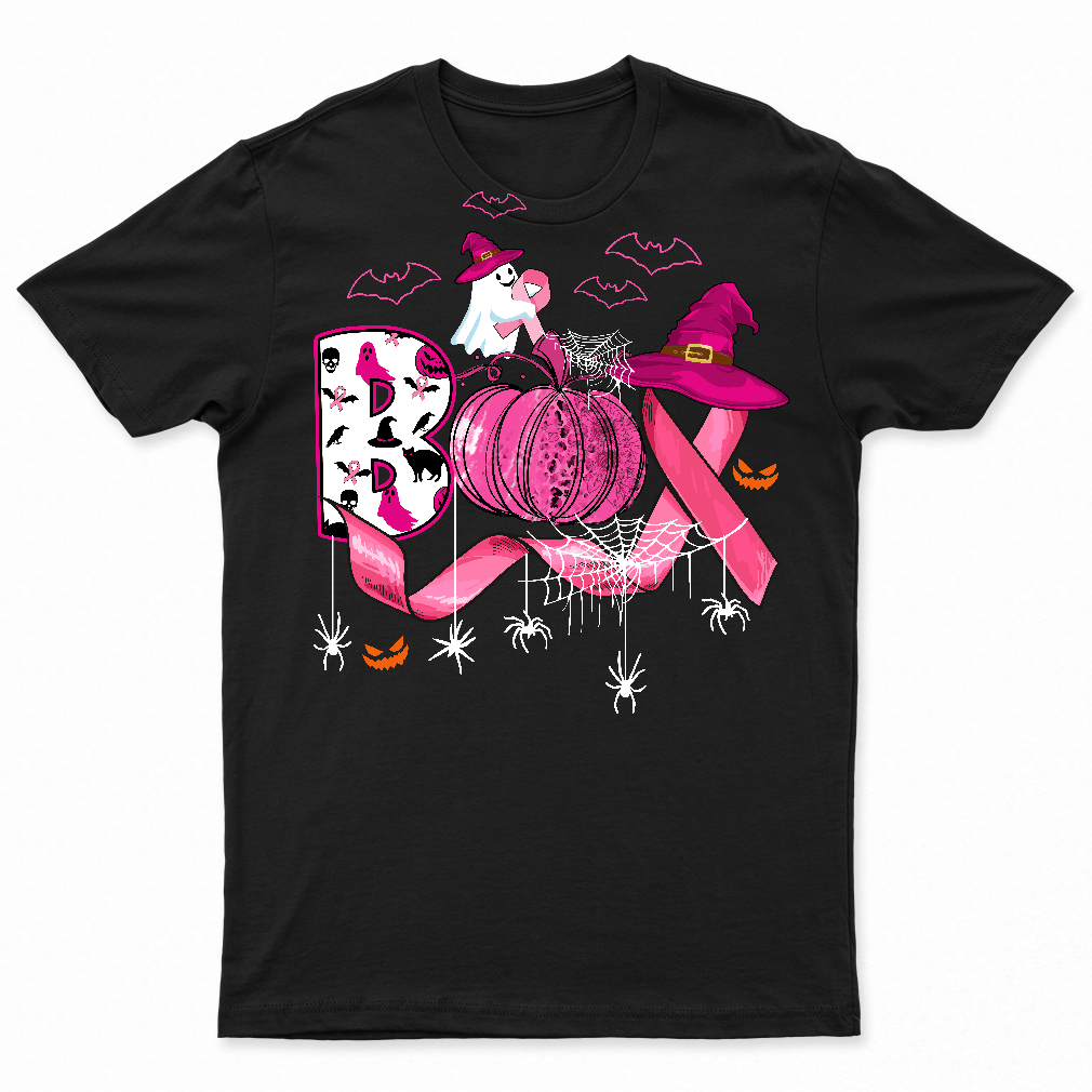 Funny Boo Pumpkin Witch Pink Ribbon Breast Cancer Halloween